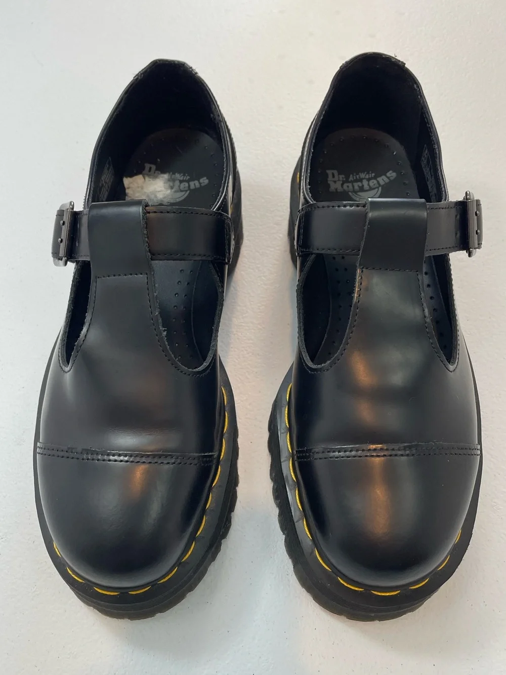 Dr. Martens Bethan Black T-Bar Mary Jane Shoes w/ Quad Platform Sole - Size 10